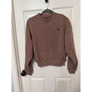 Oner Active Women Mauve Brown Cropped Crewneck Sweatshirt Pullover Small
